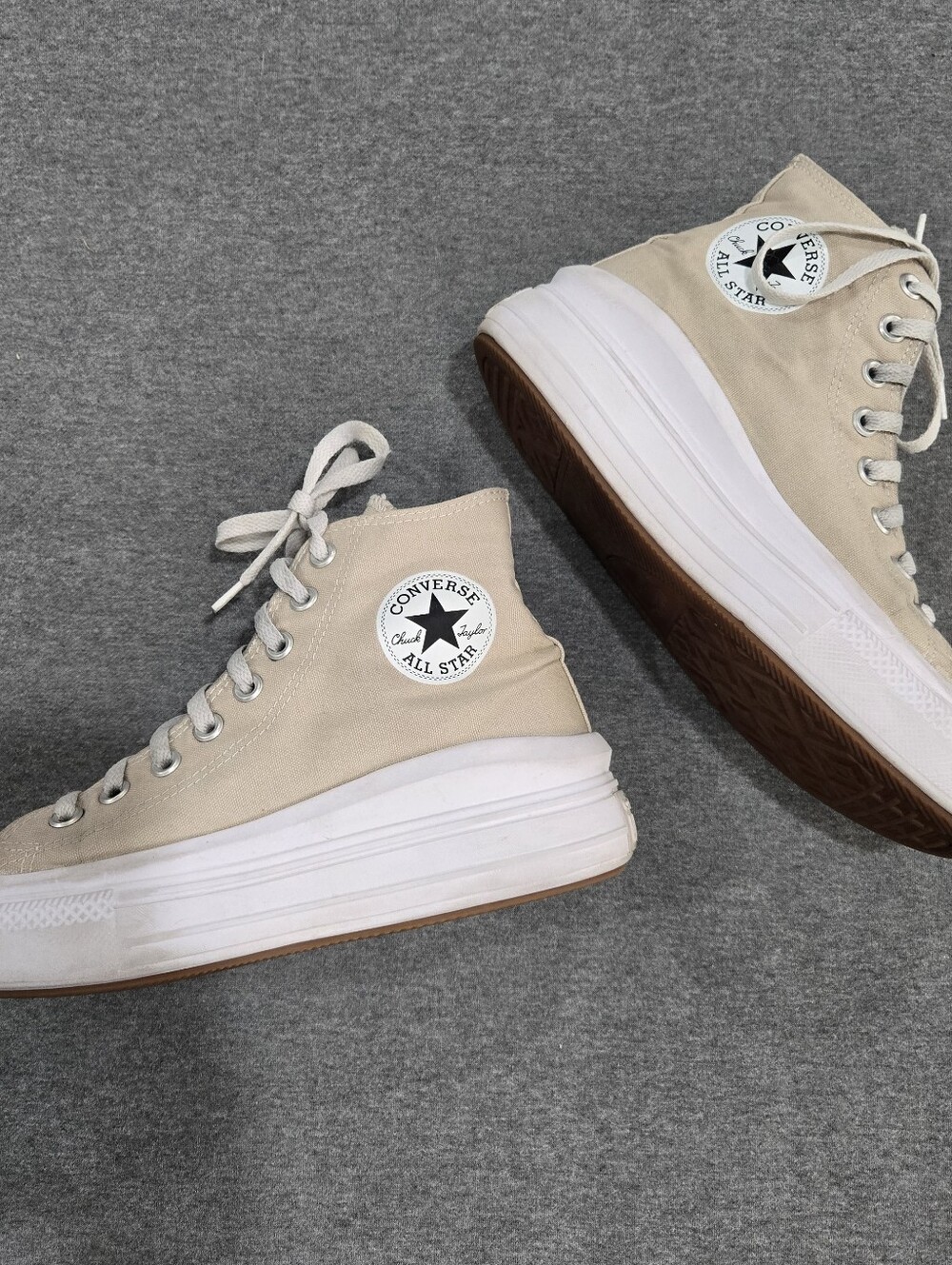 Converse Chuck Taylor All Star Move High Top Platform Sneakers Womens 9.5 Beige